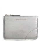 Comme Des Garçons Wallet small leather pouch silver, UK version