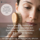 Hydrea London Glow Olive Wood Facial Brush with Natural Bristles, UK version