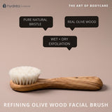 Hydrea London Glow Olive Wood Facial Brush with Natural Bristles, UK version