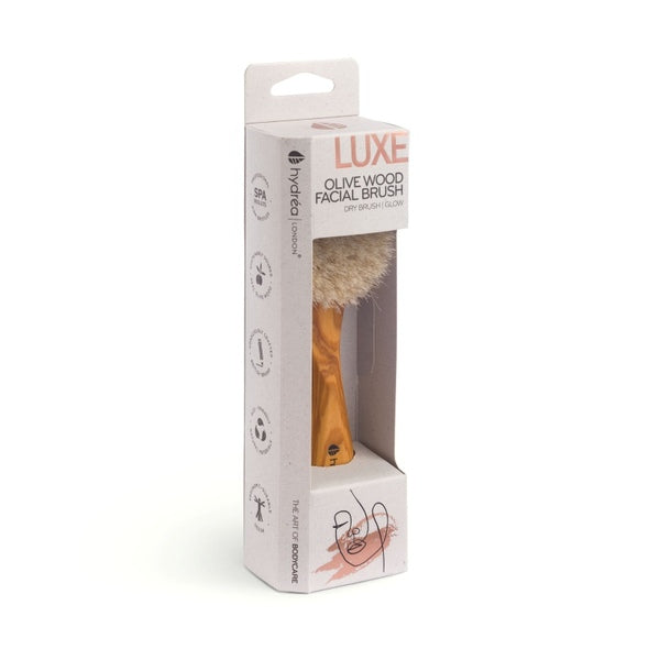 Hydrea London Glow Olive Wood Facial Brush with Natural Bristles, UK version