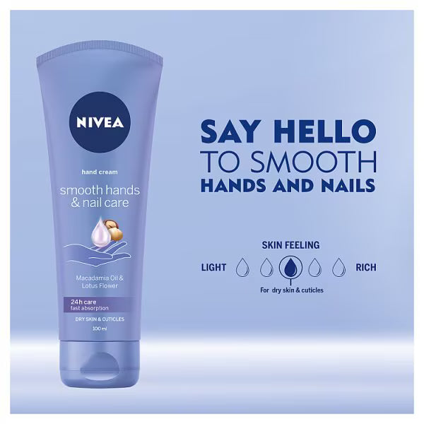 NIVEA Smooth Hands Nail Care Hand Cream 100ml (British brand)
