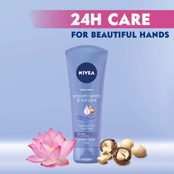 NIVEA Smooth Hands Nail Care Hand Cream 100ml (British brand)
