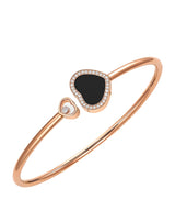 Harrods Chopard Happy Hearts Rose Gold Diamond and Onyx Bracelet 17cm- Buy online at McGrocer
