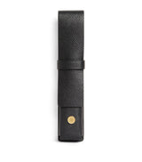 Harrods Leather Pen Sleeve with Engraved Logo and Gold Hardware, 15.5cm x 3cm x 2cm- Buy online at McGrocer