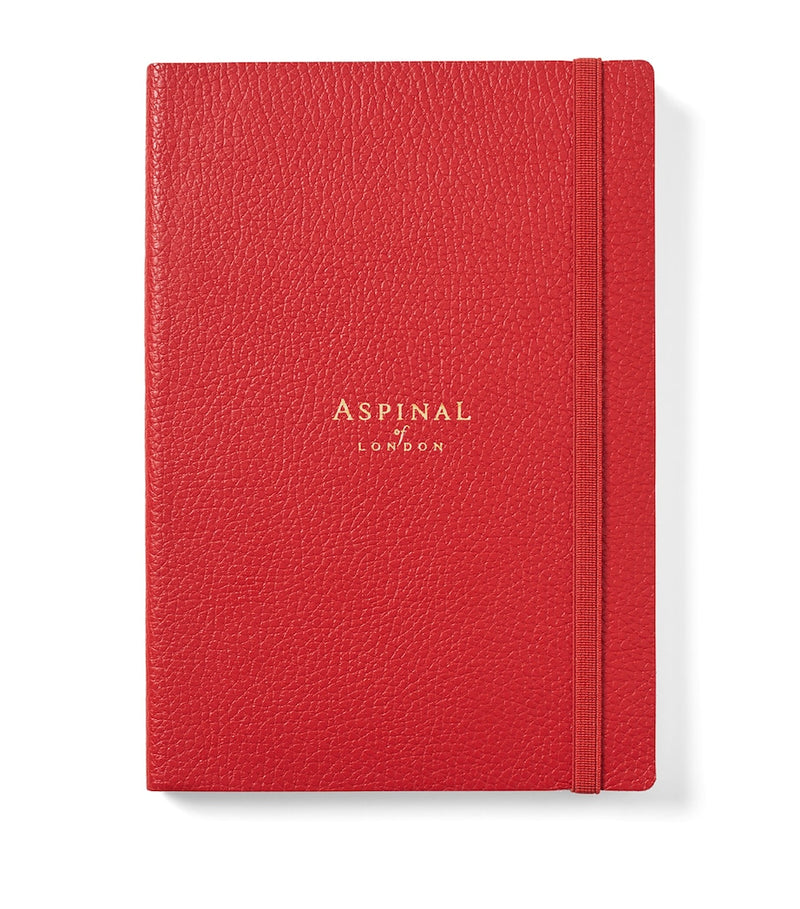 Aspinal Of London grained leather bound A5 notebook - British product