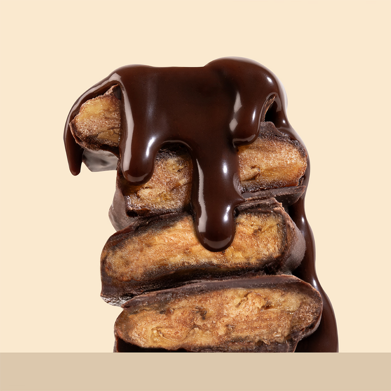 Banana snack coated in Belgian dark chocolate 250g, UK version