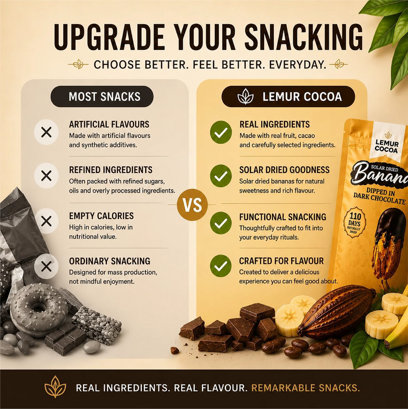 Banana snack coated in Belgian dark chocolate 250g, UK version