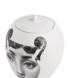 Fornasetti porcelain decorative vase with silhouette design, 30cm tall - British product