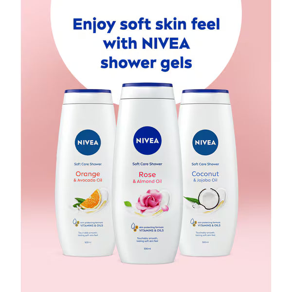 Nivea Rose & Almond Oil shower cream 500ml, imported from the UK