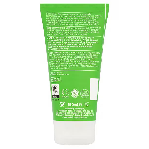 Tea Tree Body Scrub 150ml (British brand)