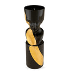 GINORI 1735 porcelain candle holder in black with gold-tone streak, UK version