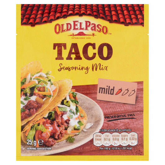 Old El Paso Taco Seasoning Mix Garlic & Paprika 25g Mexican Sainsburys   