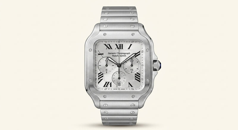 Cartier Santos chronograph watch stainless steel gold 39.8mm, UK version