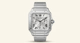 Cartier Santos chronograph watch stainless steel gold 39.8mm, UK version