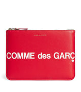 Harrods Comme des Garçons Large Leather Logo Pouch- Buy online at McGrocer