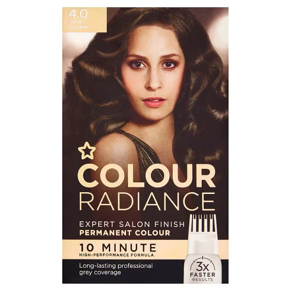 Superdrug permanent hair dye dark brown 4/0 (British brand)