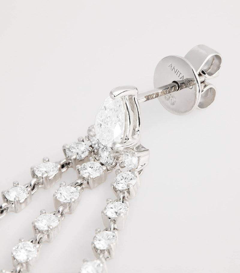 Anita Ko white gold diamond double loop earring (British brand)
