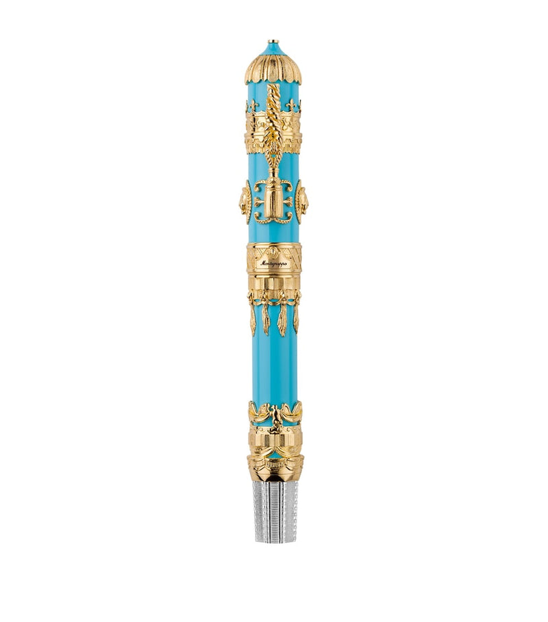Montegrappa resin and yellow gold Montgolfier rollerball pen, imported from the UK