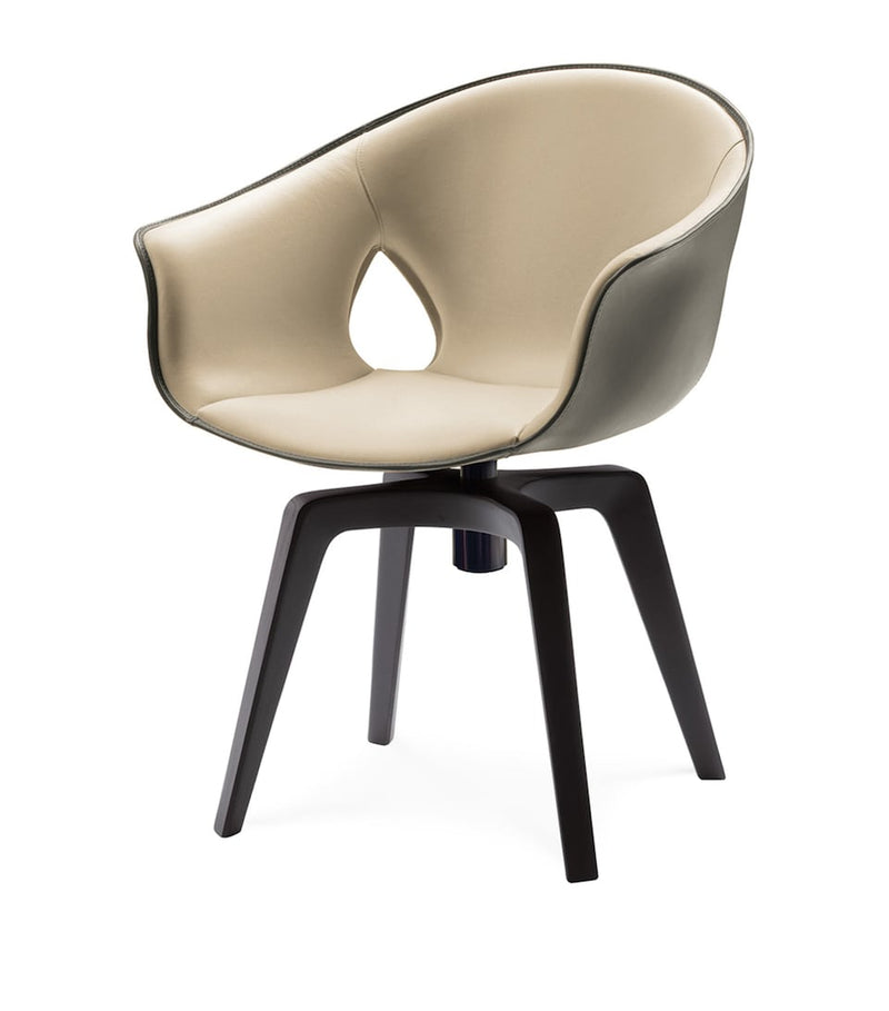 Upholstered Pouf with Wooden Handle and Backrest, 55cm x 52cm x 46cm