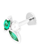 Astrid & Miyu white gold and emerald stud earring - British product