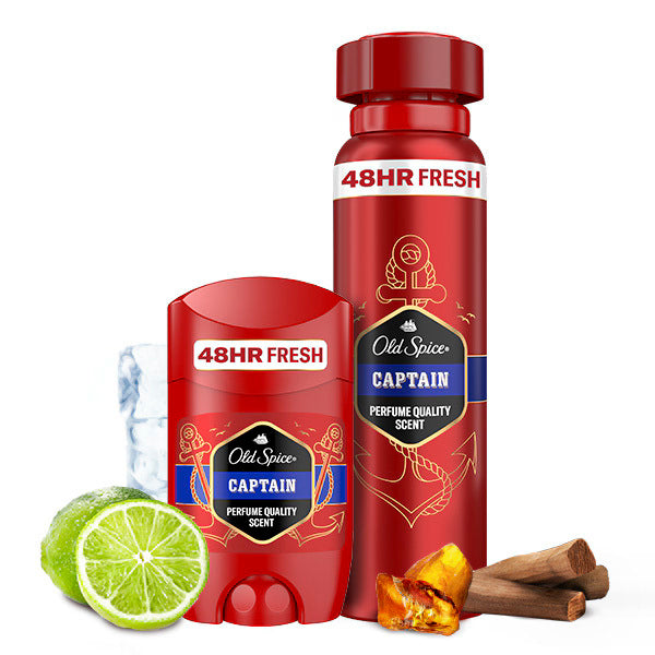 Old Spice Captain Deodorant Bundle 50ml 150ml, imported from the UK