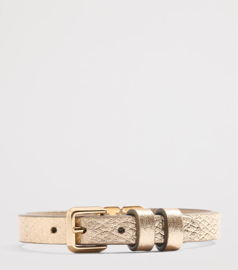 Valentino Garavani rose-gold leather VLogo bracelet 1cm, imported from the UK