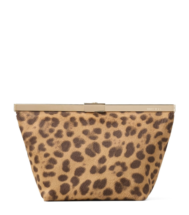 Jimmy Choo leopard print Ganache clutch bag, imported from the UK