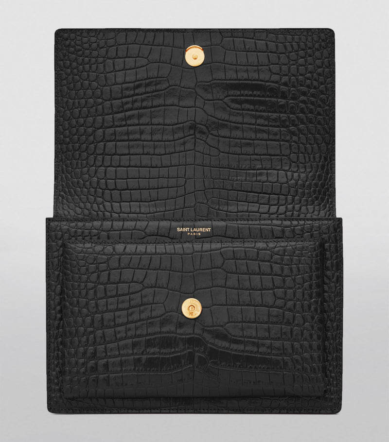 Saint Laurent croc-embossed shoulder bag medium Sunset - British product