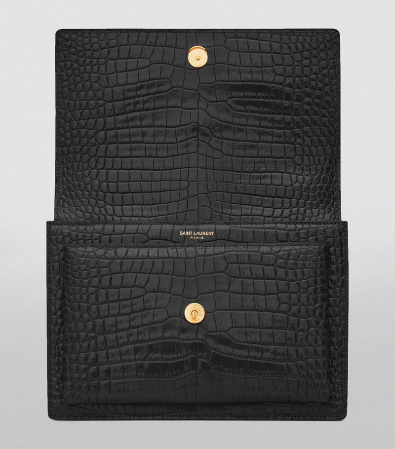 Saint Laurent croc-embossed shoulder bag medium Sunset - British product
