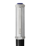 Harrods Minimalist Ballpoint Pen with Blue Resin Cabochon and Screw-Thread Motif, 13.5cm Height- Buy online at McGrocer