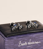 Babette Wasserman rhodium-plated bicycle cufflinks, imported from the UK