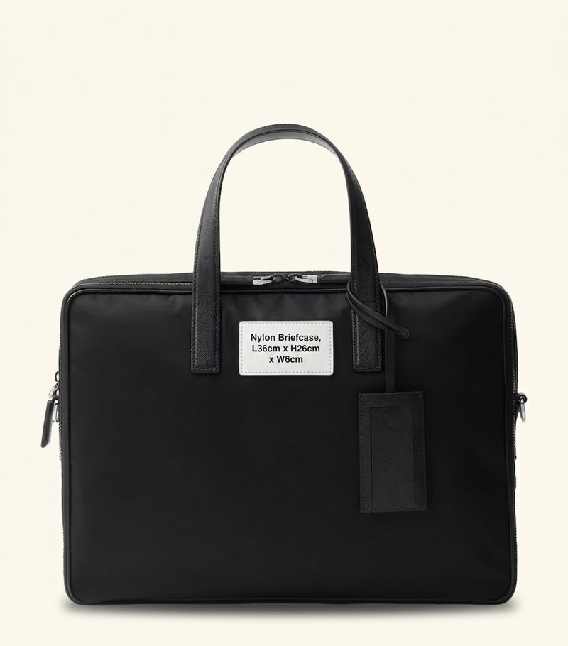 Prada Re-Nylon saffiano leather briefcase, UK version