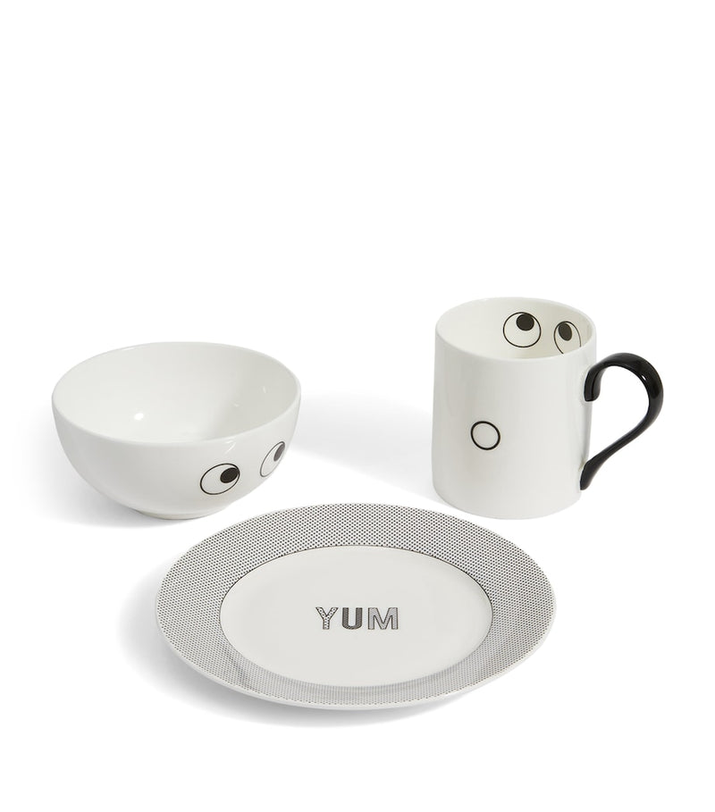 Anya Hindmarch ceramic Eye design mug, bowl and plate set - British product