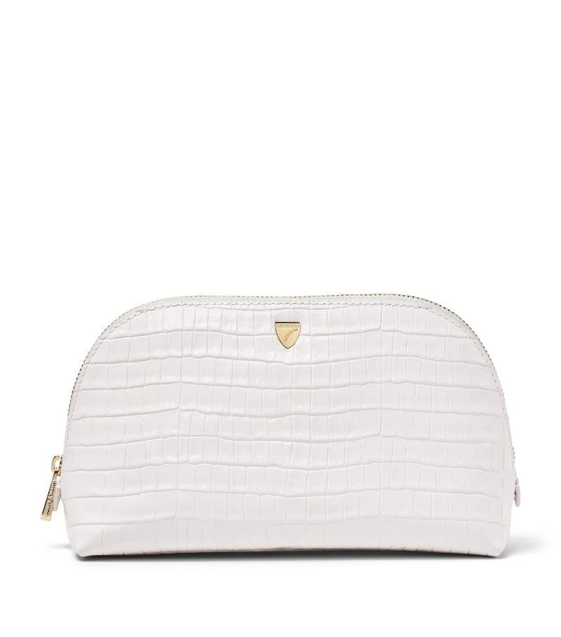 Aspinal of London small leather croc-embossed cosmetic case - British product
