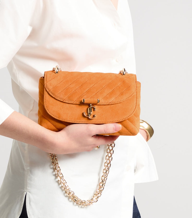 Jimmy Choo small quilted suede Curve cross-body bag, UK version