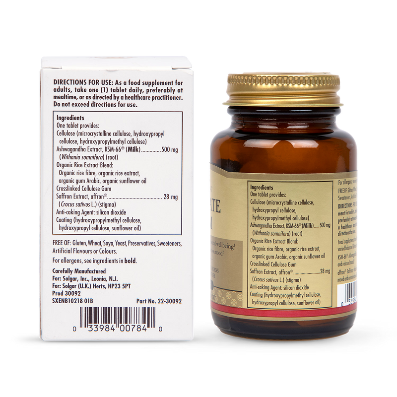 Ashwagandha and Saffron Botanical Relaxation Supplement 30 Tablets