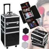 Livingandhome Diamond Pattern Cosmetic Makeup Train Case