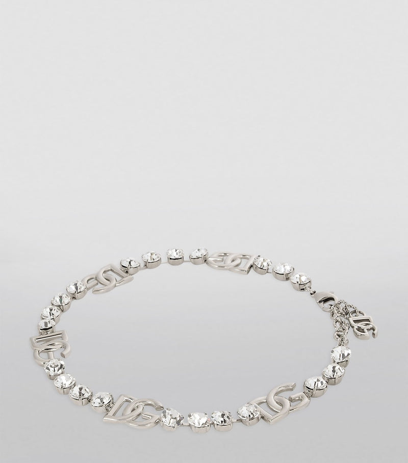 Dolce&Gabbana crystal-embellished DG necklace, imported from the UK