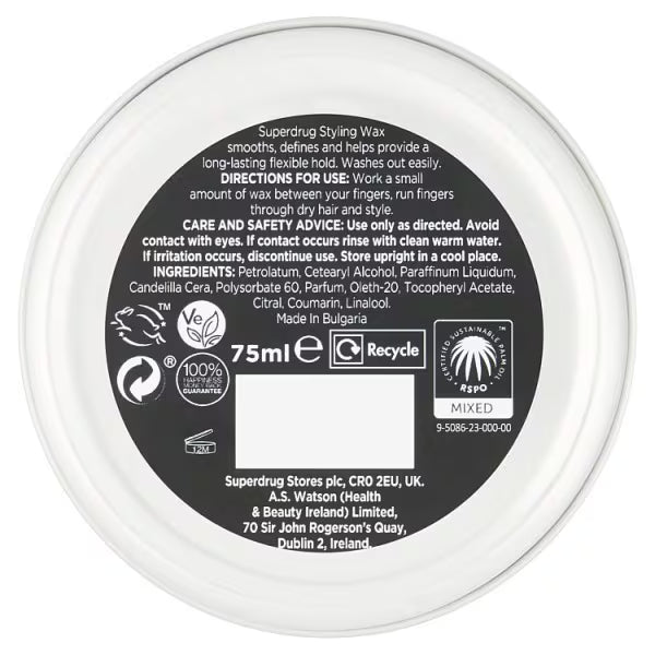 Superdrug Mens Hair Wax 75ml (British brand)