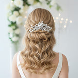 Livingandhome floral hair comb with pearls and leaves (British brand)