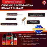 LLS Shilajit Ashwagandha KSM-66 capsules 90 count, UK version