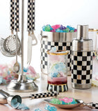 MacKenzie-Childs Courtly Check cocktail shaker, imported from the UK