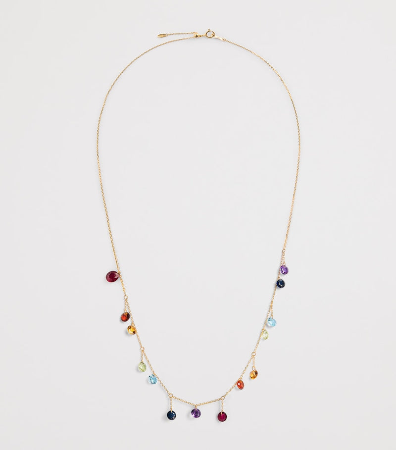 Persée fourteen chakra necklace yellow gold multicoloured gemstones - British product