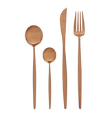 Harrods Stainless Steel Brushed Copper Finish 24-Piece Cutlery Set in Wooden Chest- Buy online at McGrocer