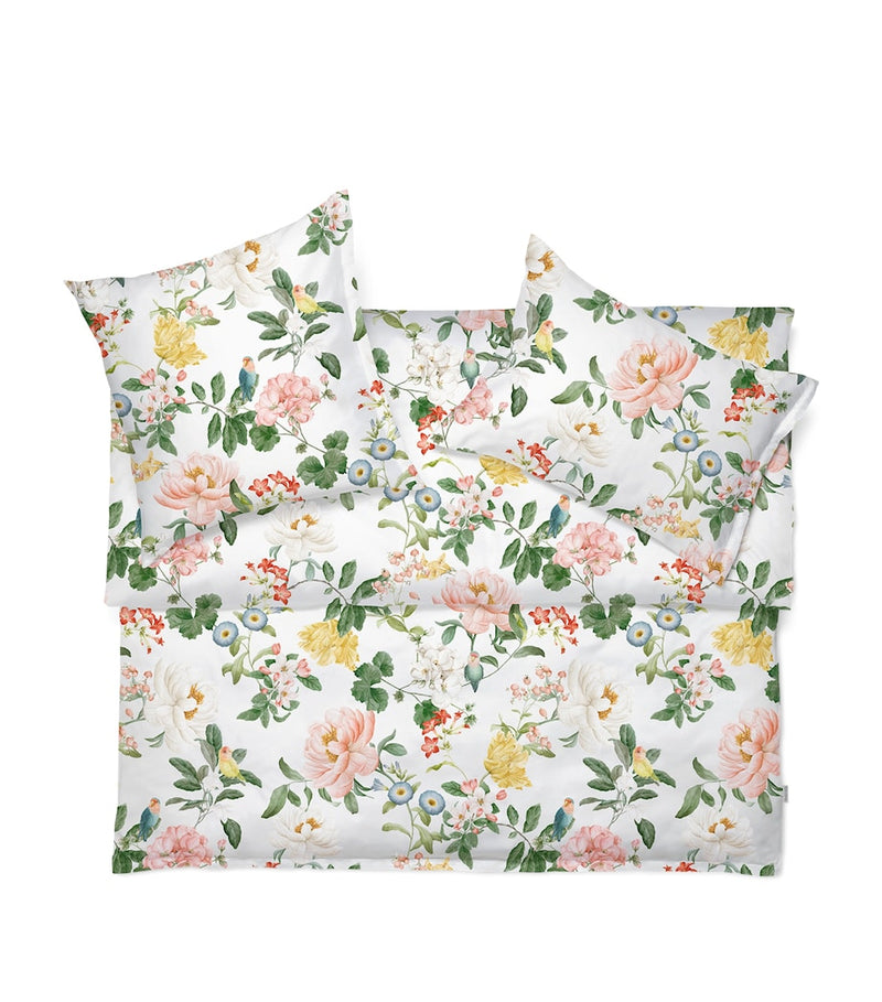 White Cotton Floral Print King Oxford Pillowcase 50cm x 90cm