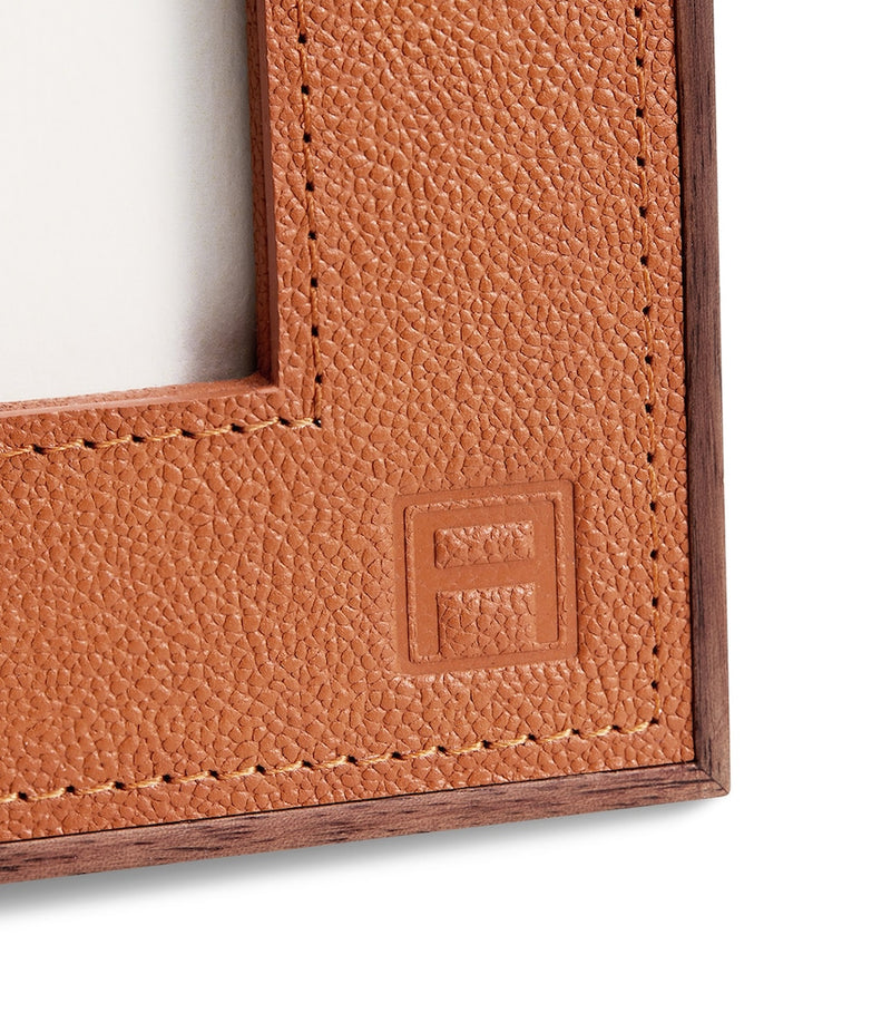 Assouline leather and walnut wood photo frame 5x7 inches - British product