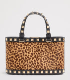 Valentino Garavani mini leather Rockstud bag leopard print, imported from the UK