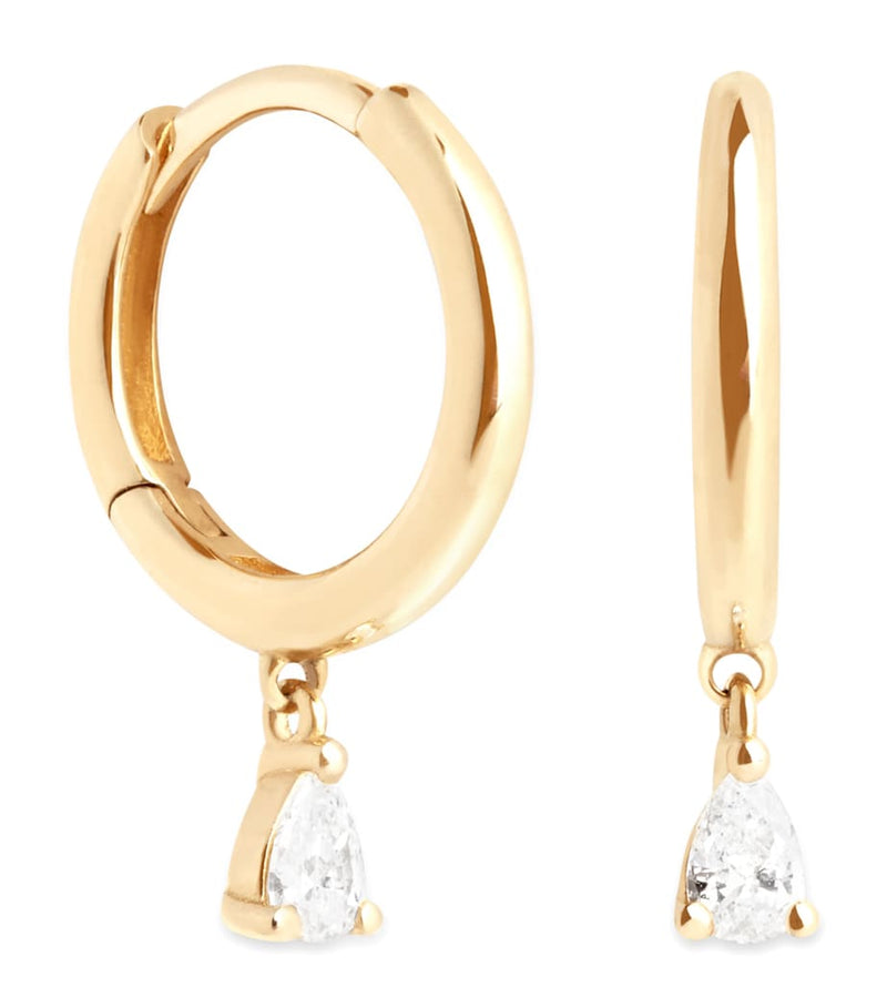 Astrid & Miyu pear diamond huggie hoops 14kt yellow gold - British product