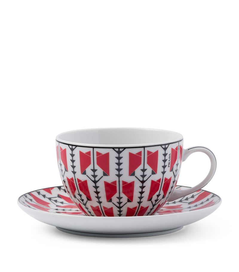 Prada porcelain cappuccino cup and saucer set, imported from the UK