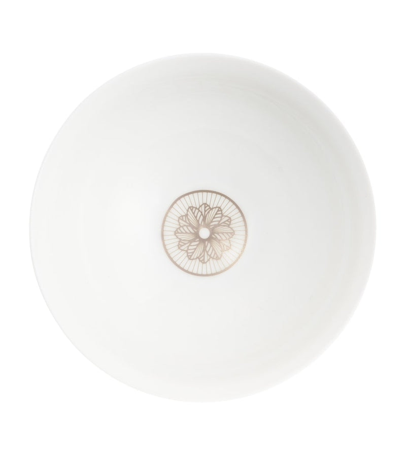 Christofle Malmaison porcelain rice bowl 12cm with platinum floral design (British brand)